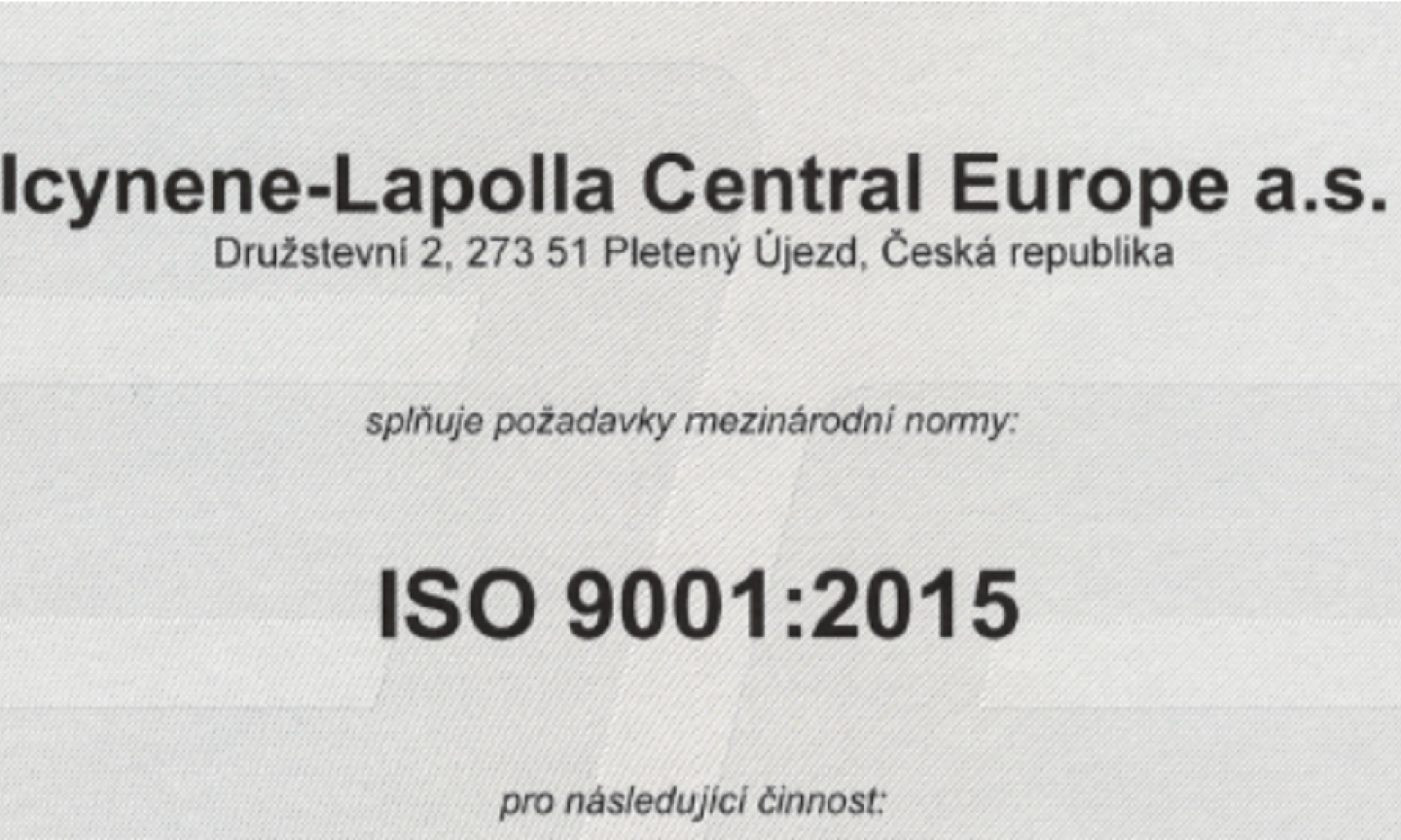 Náš certifikát je zárukou kvality